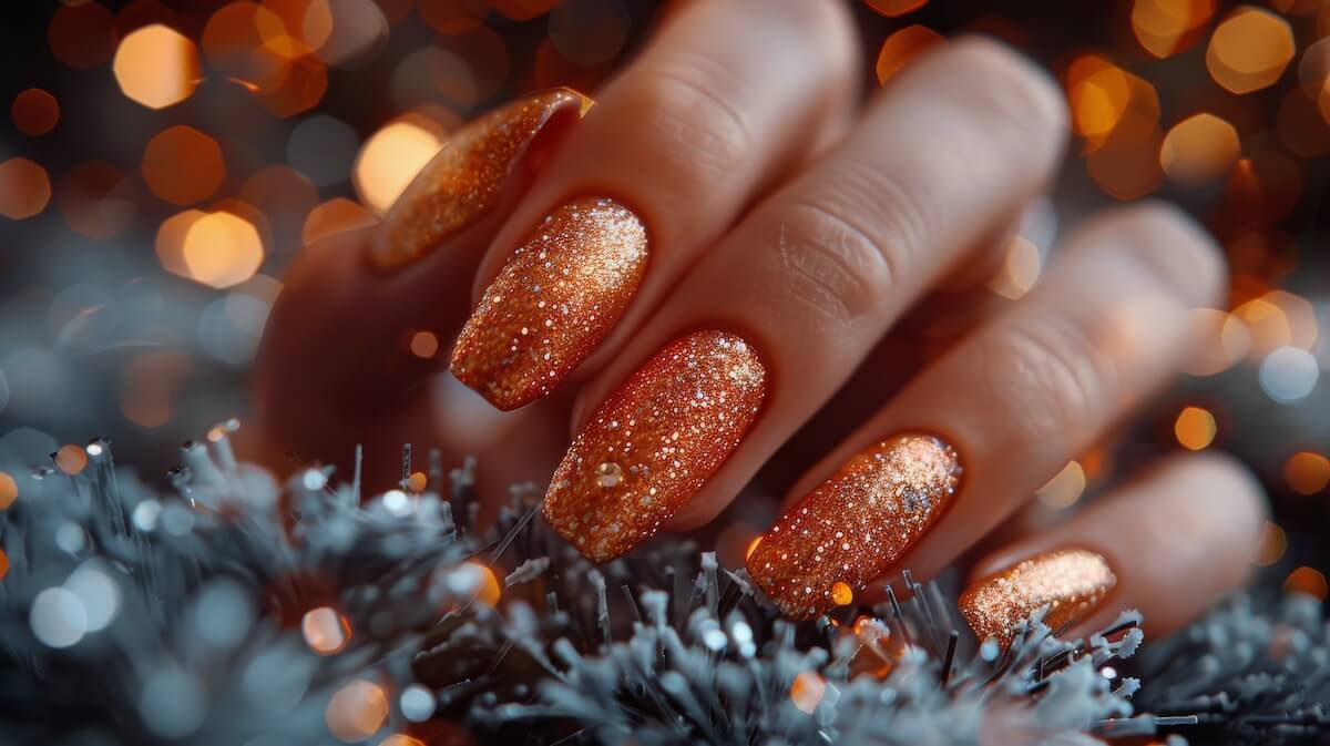 Glitter Orange Fall Nail Color | Nomade & Mode