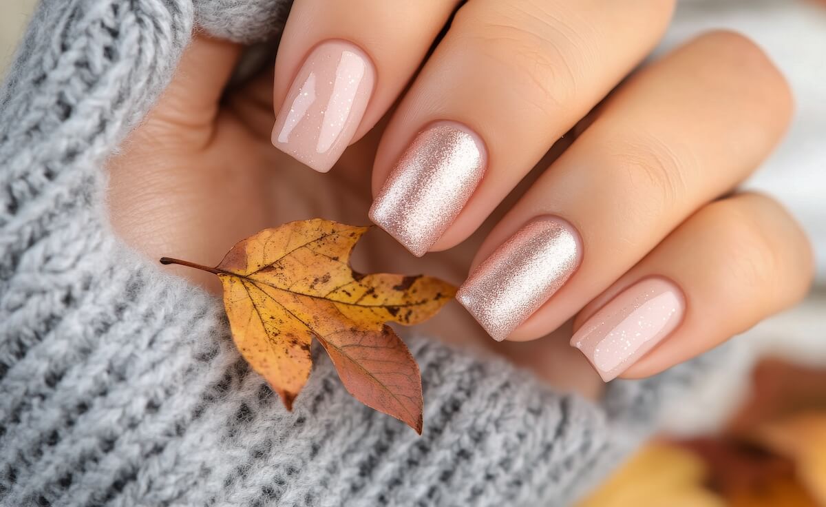 Sparkly Pink Nails For Fall | Nomade & Mode